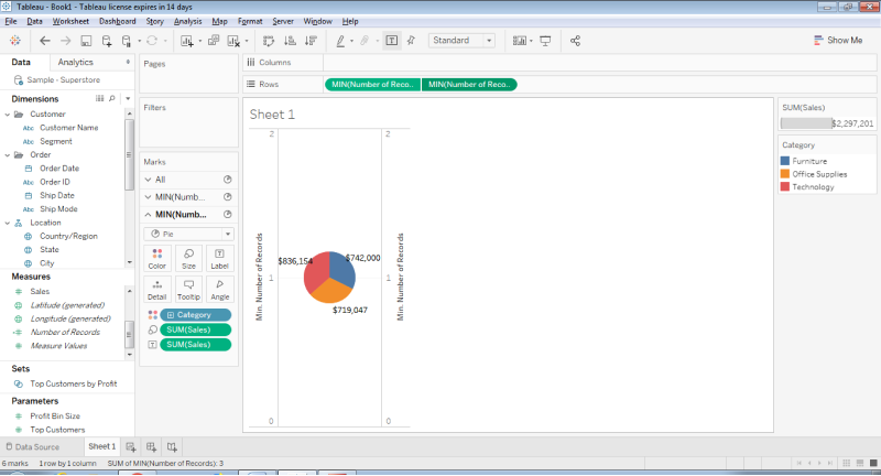 How to create a Doughnut Chart in Tableau