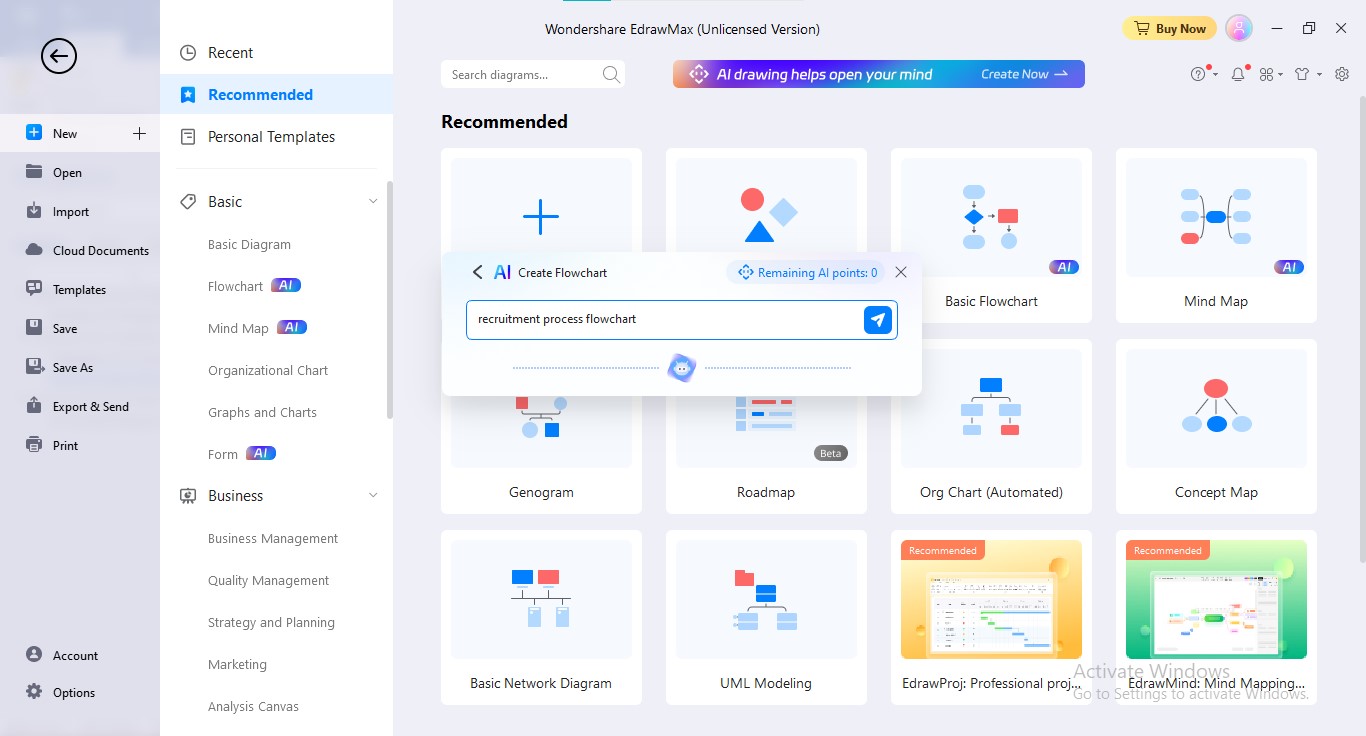 Edrawmax AI Introducir consulta de diagrama de IA 