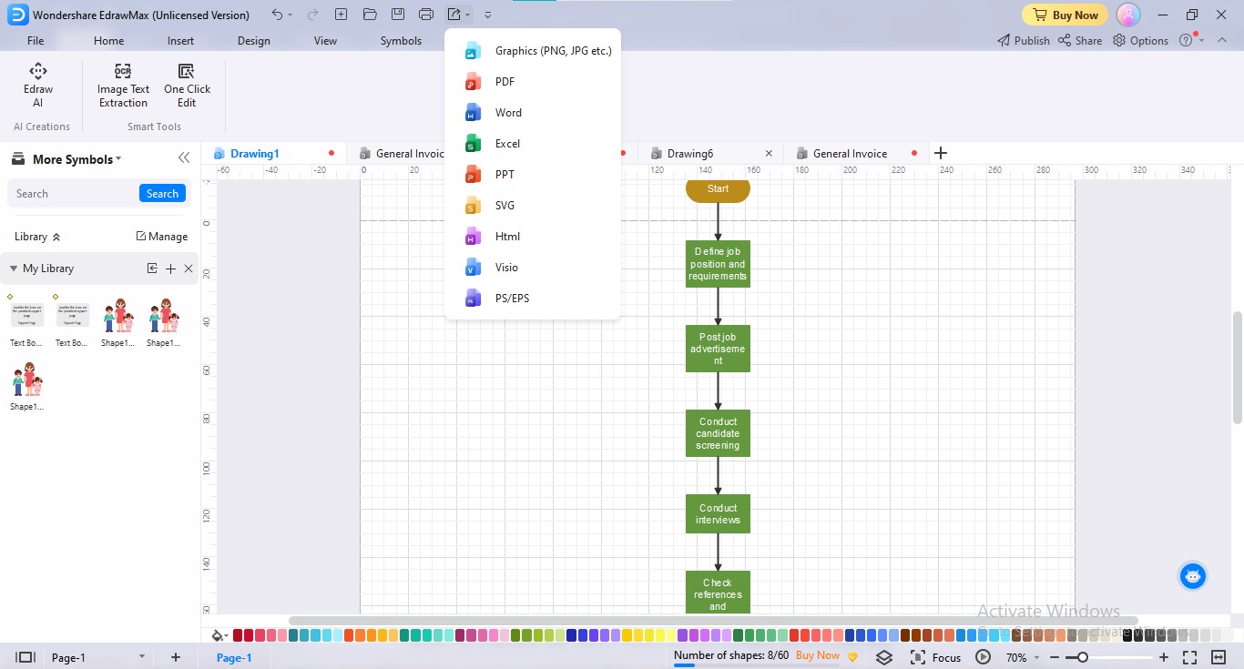 edrawmax ai diagramm exportieren