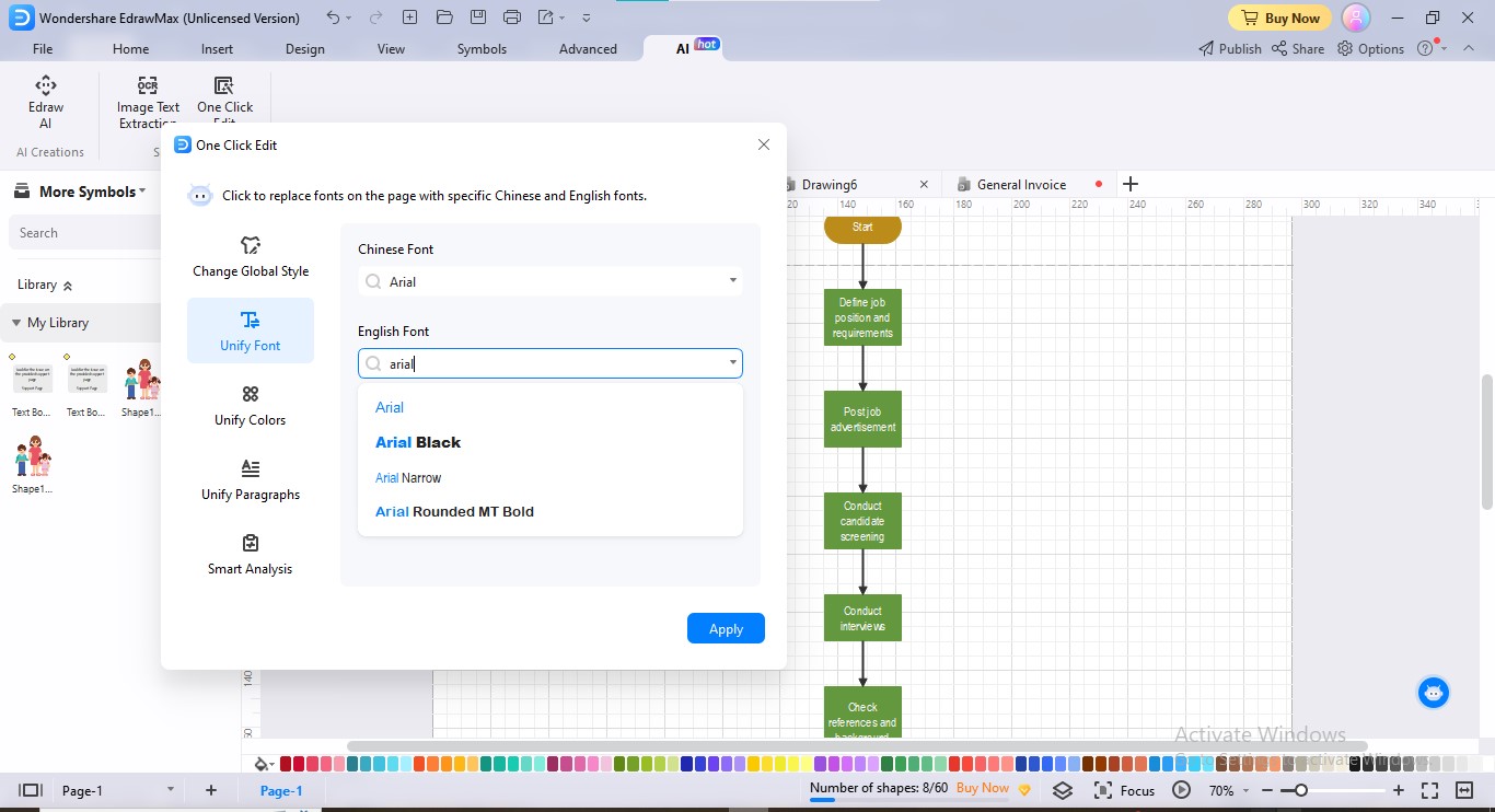 Unificando la fuente Edrawmax Diagrama AI