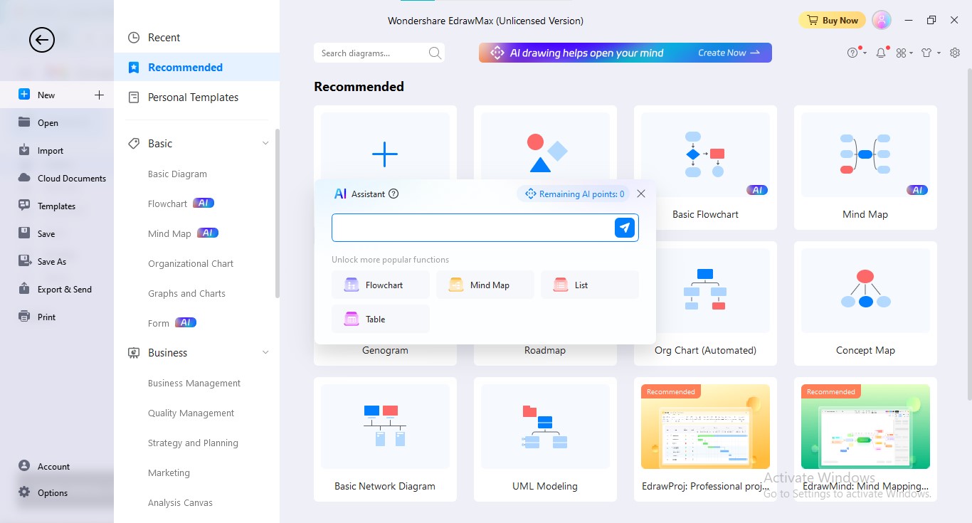 créer un nouveau diagramme ai edrawmax