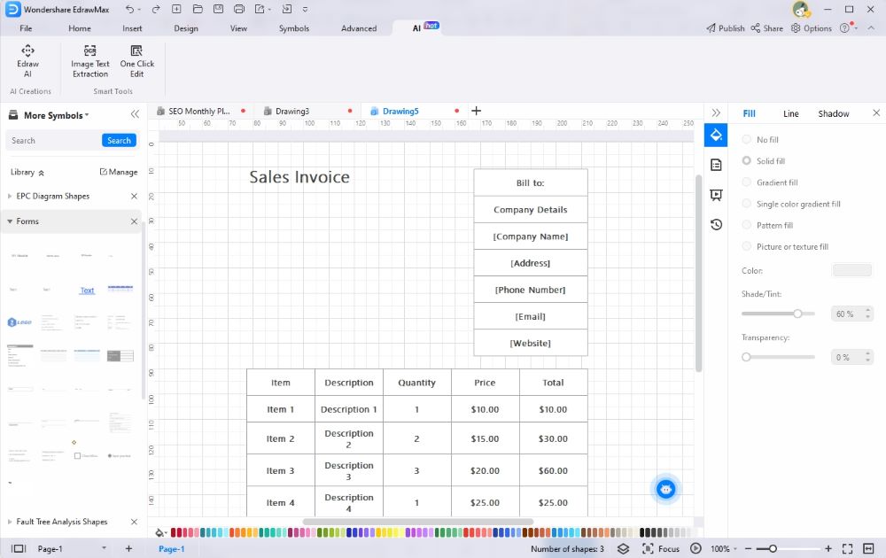 edrawmax ai form generation interface 2