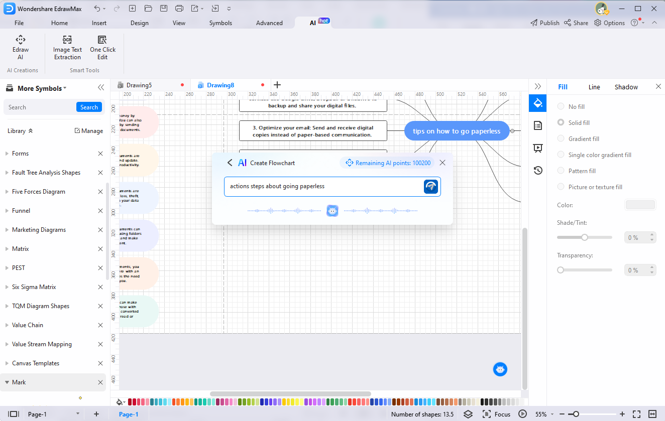 edraw ai typing flowchart infographics query