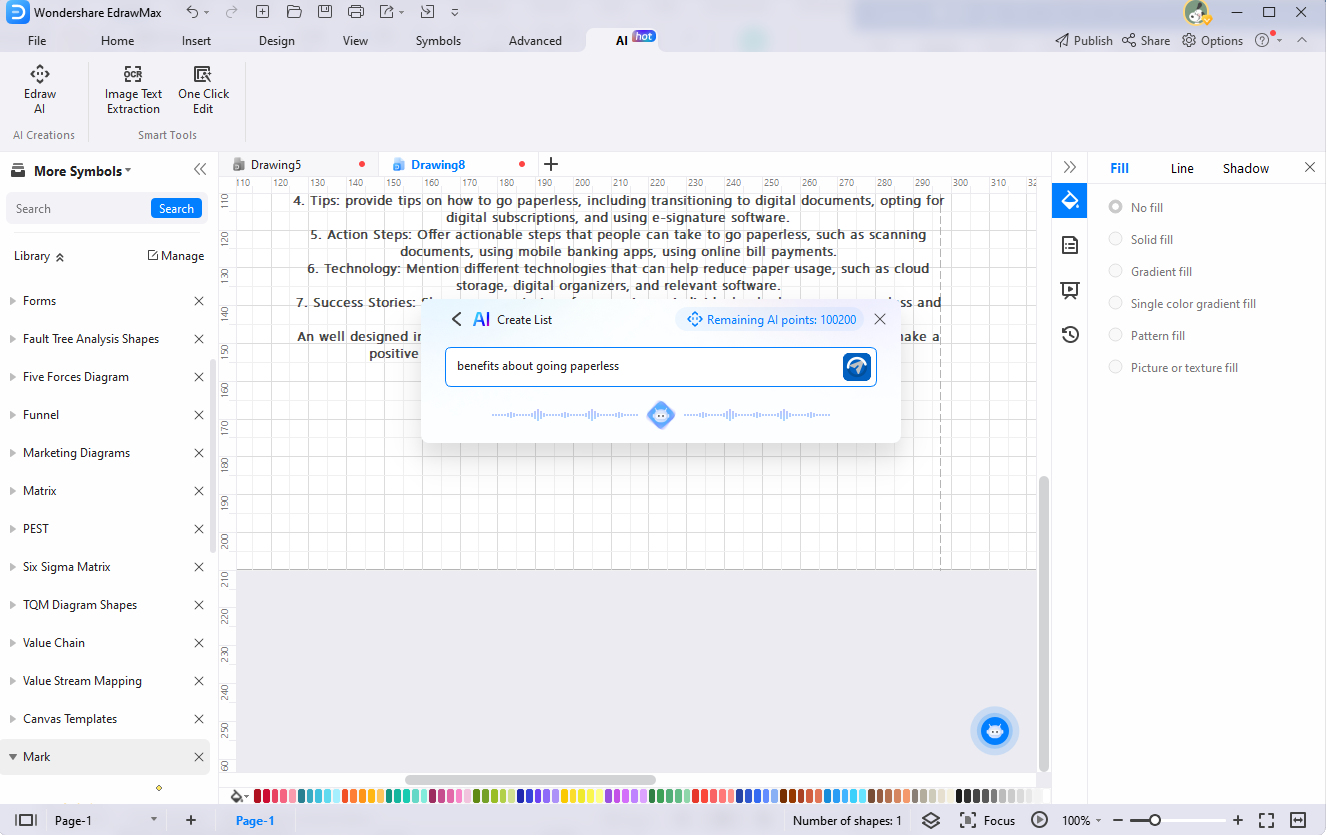 Saisie d'une requête infographique dans Edraw Ai