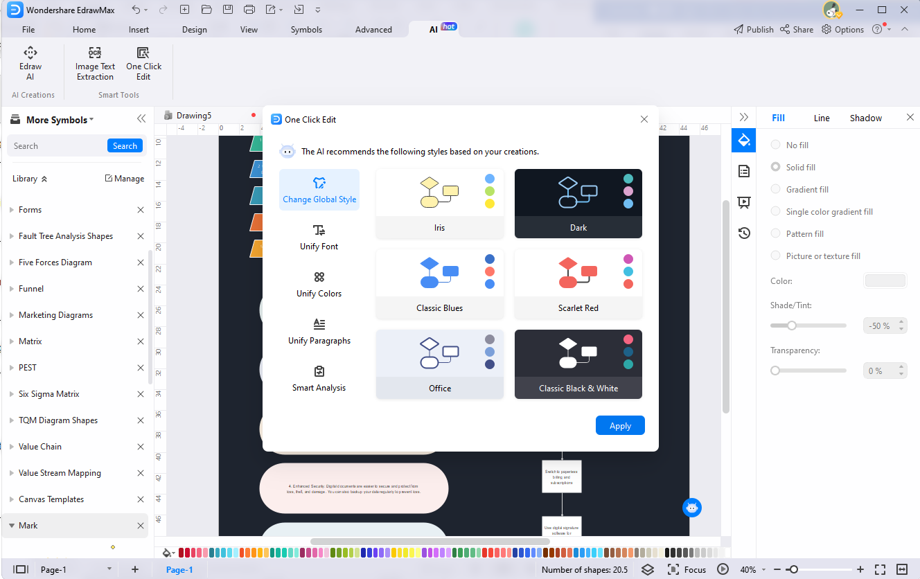 edraw ai un clic modifier l'infographie