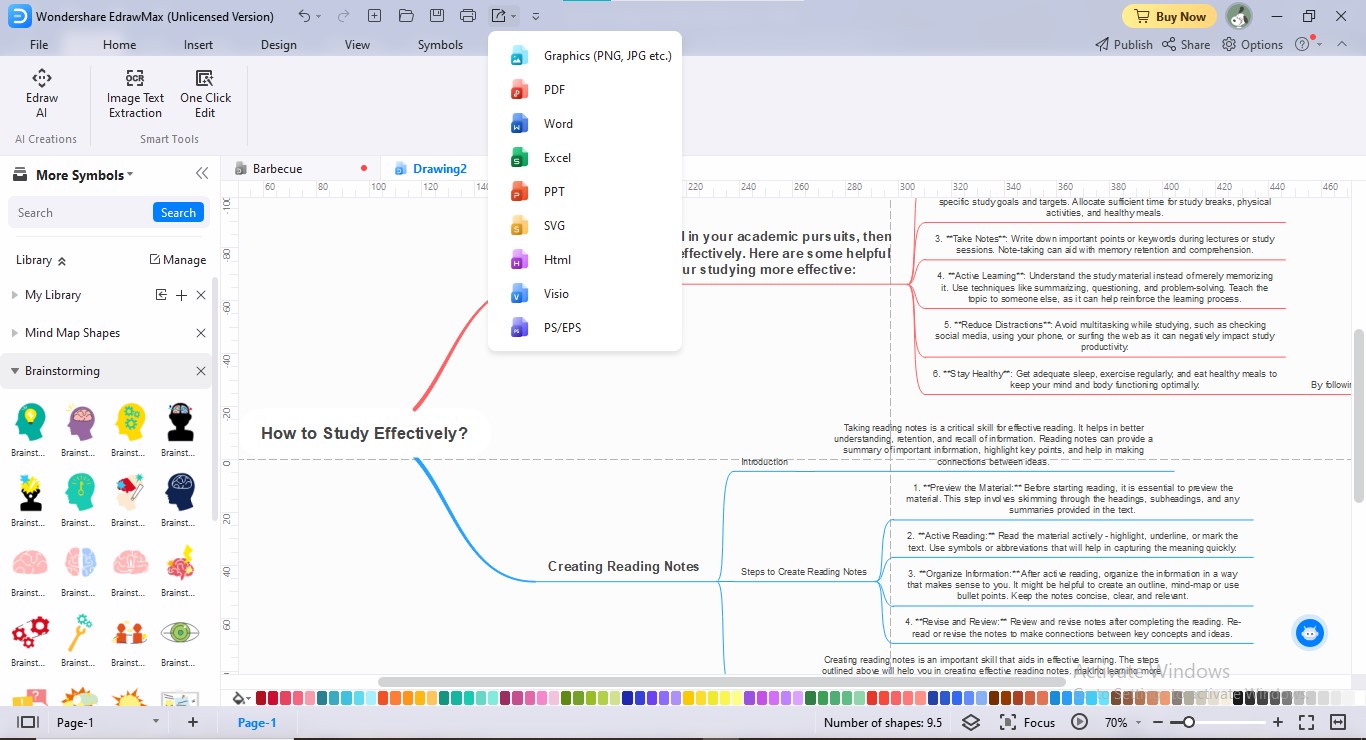 exporting mind map ai edraw