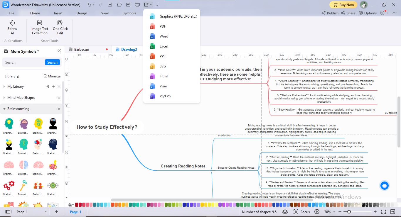 exportieren mind map ai edraw