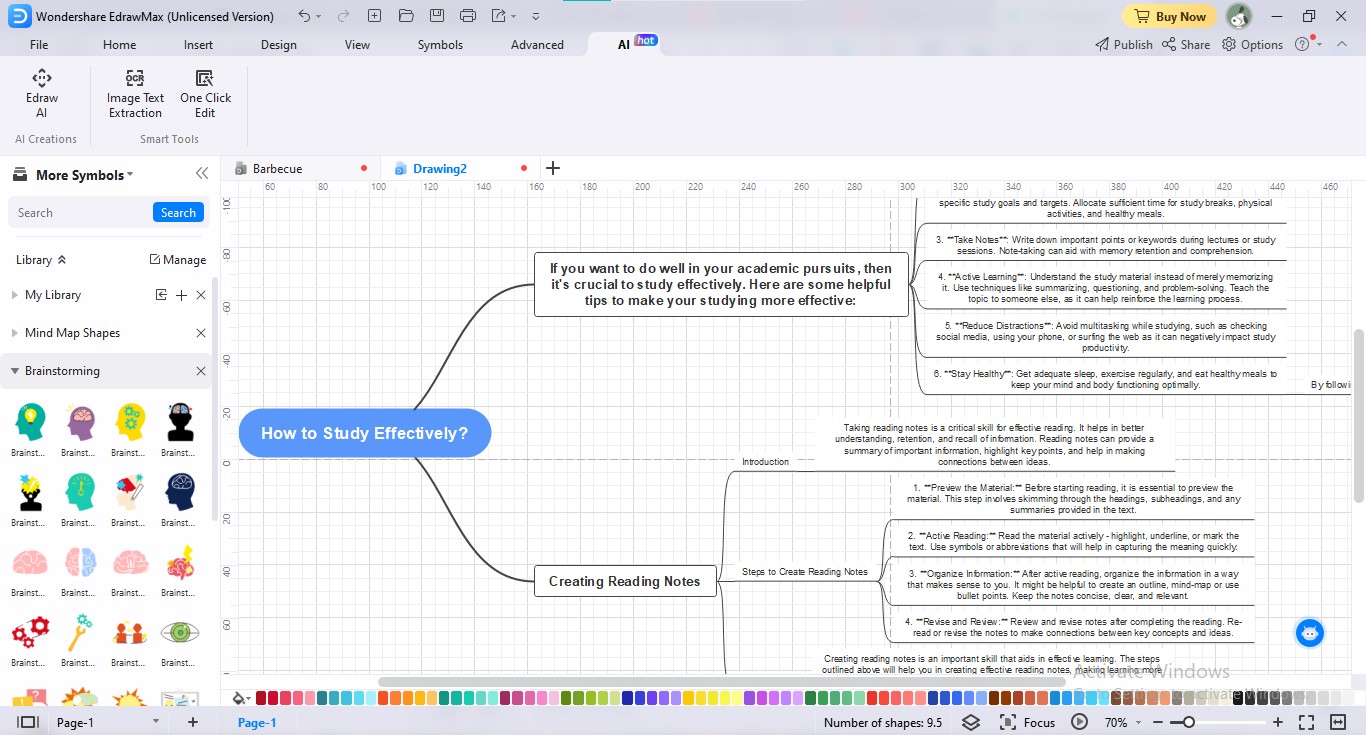 edraw ai mindmap mit einem Klick bearbeiten