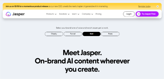 jasper-modèle-horizontal-menu principal