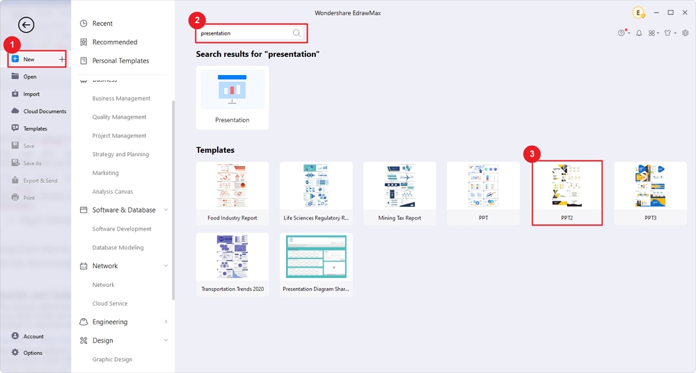 Trouver des modèles de ppt avec edrawmax