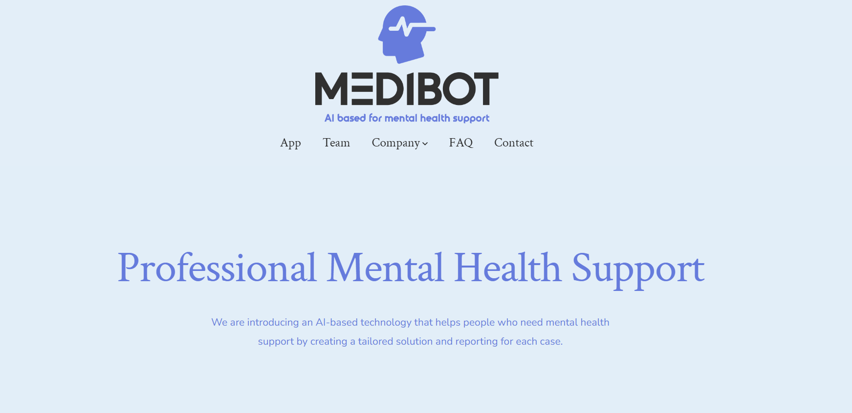 Ecran d'accueil de l'outil MediBot