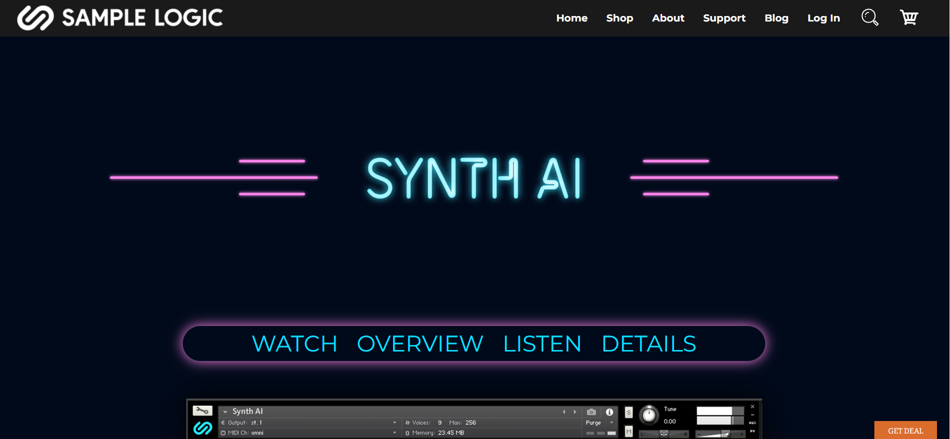 Écran d'accueil pour le robot Synth AI