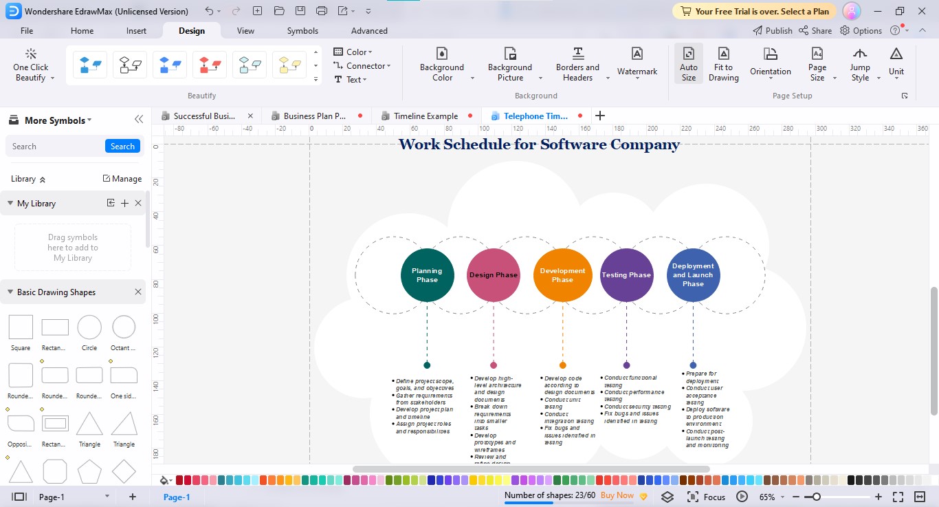 edrawmax horaire de travail ajouter des informations