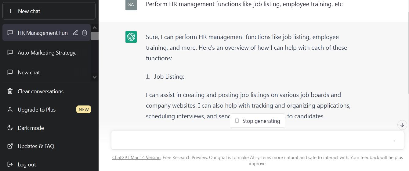 use chatgpt to perform hr management functions