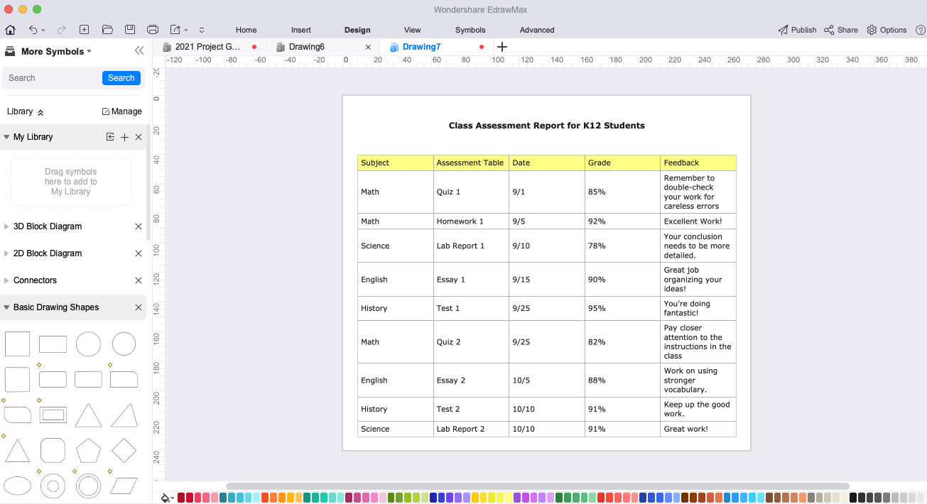 edrawmax table customization