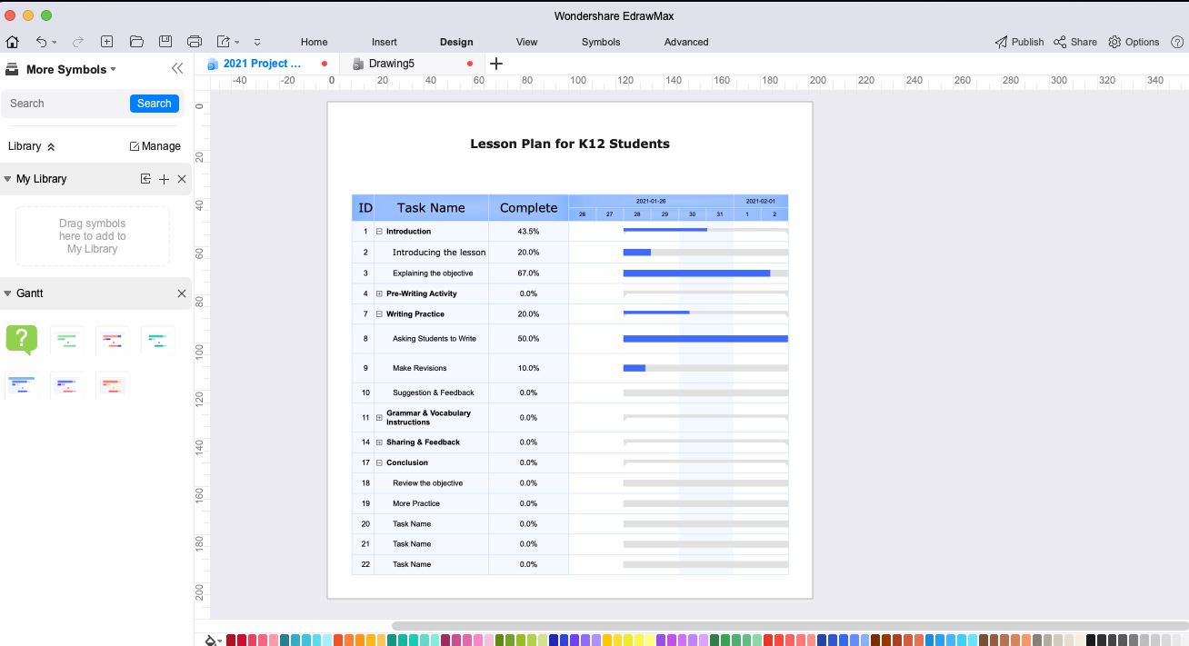 edrawmax gantt chart modify