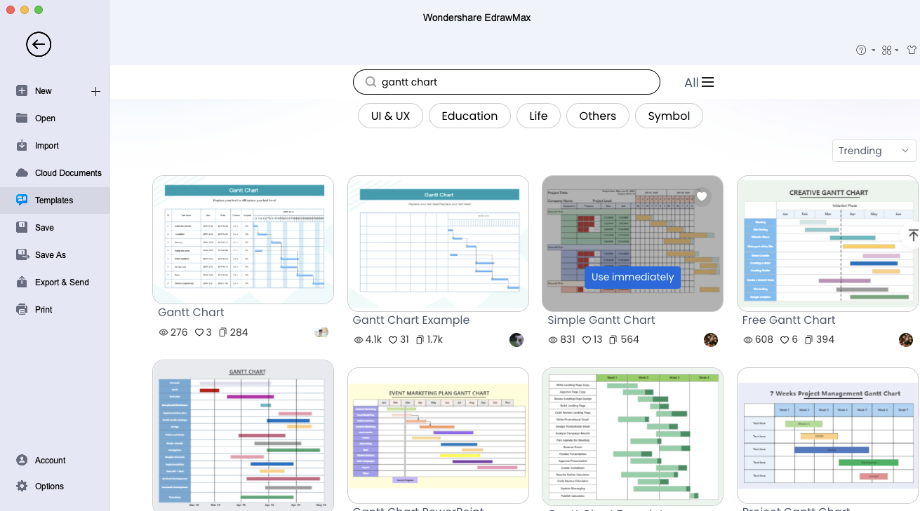 Modèle de diagramme de Gantt edrawmax