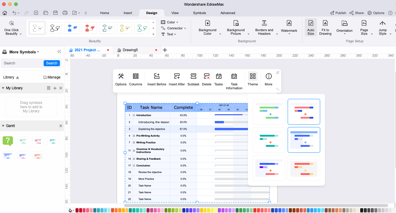 edrawmax gantt chart theme