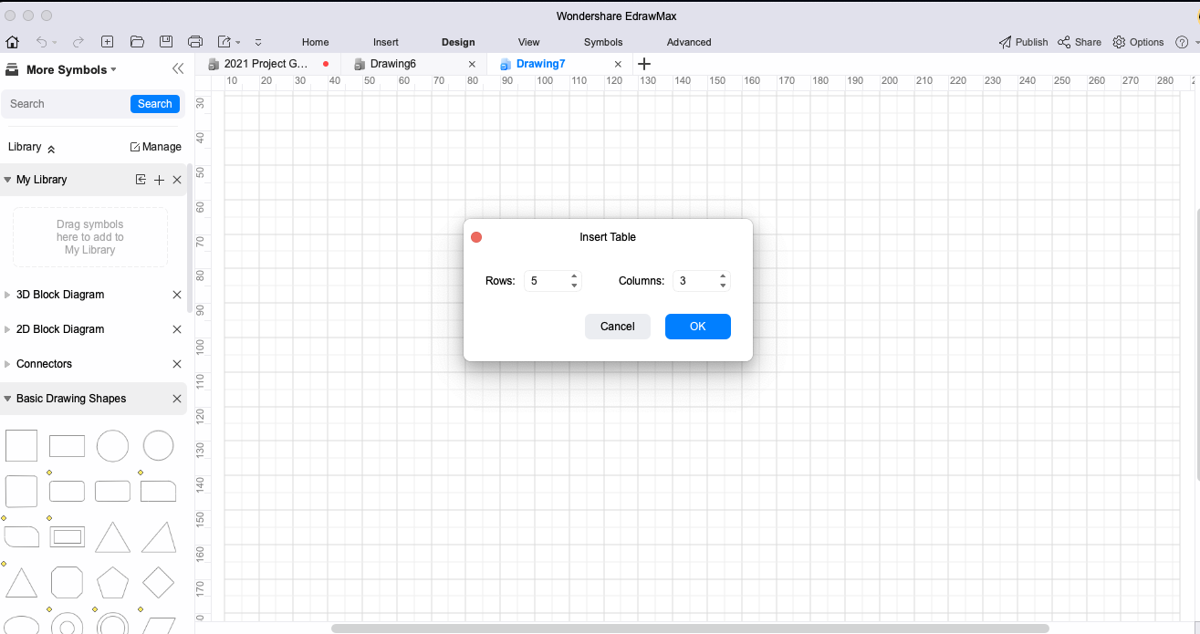 edrawmax insert table