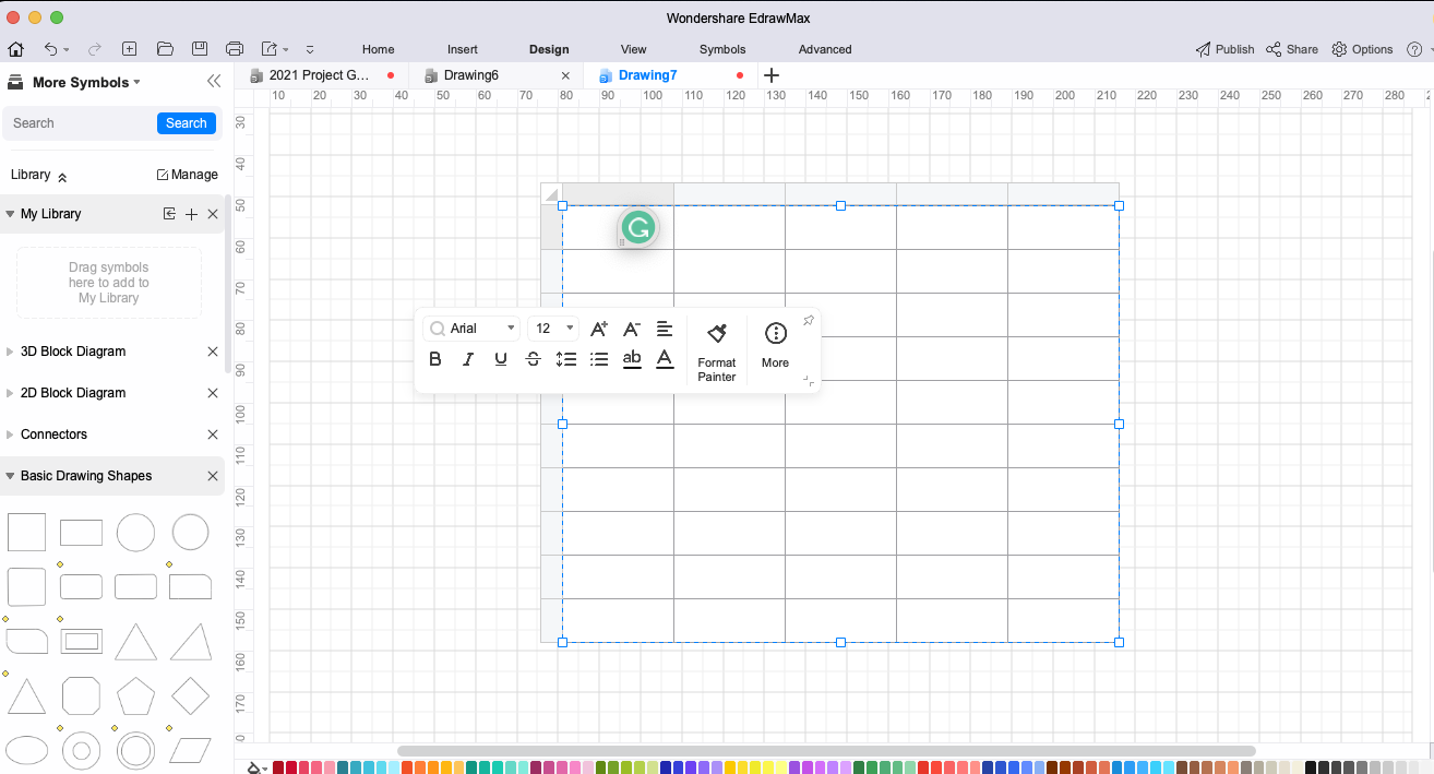 edrawmax tableau ligne colonne