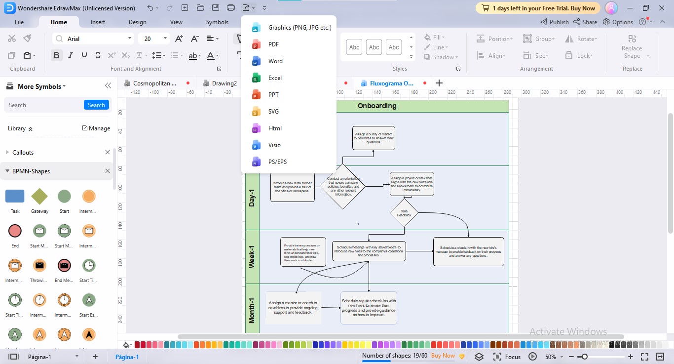 onboarding flowchart export edrawmax