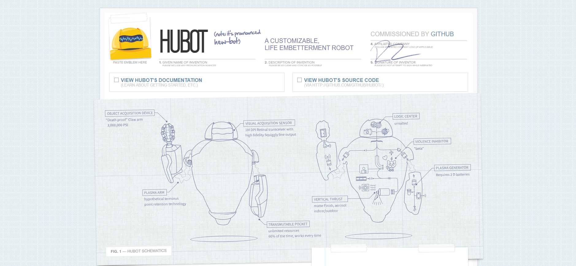 Écran d'accueil de la plateforme d'IA open source Hubot