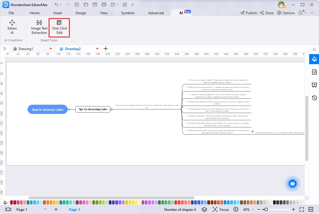 edrawmax ai mit einem klick bearbeiten