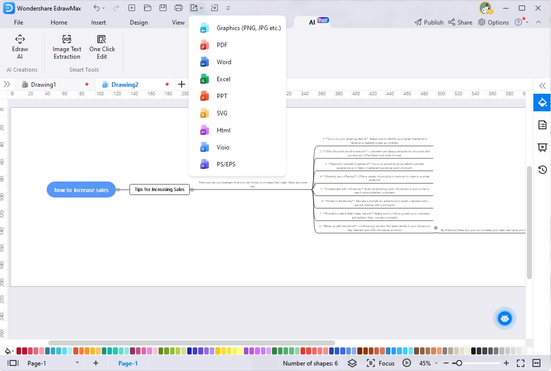 Exportation d'une carte conceptuelle edraw