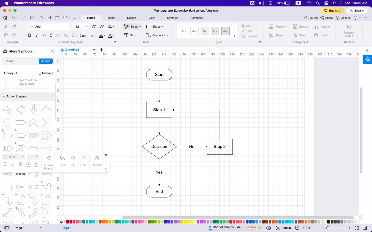 build the structure of flowchart
