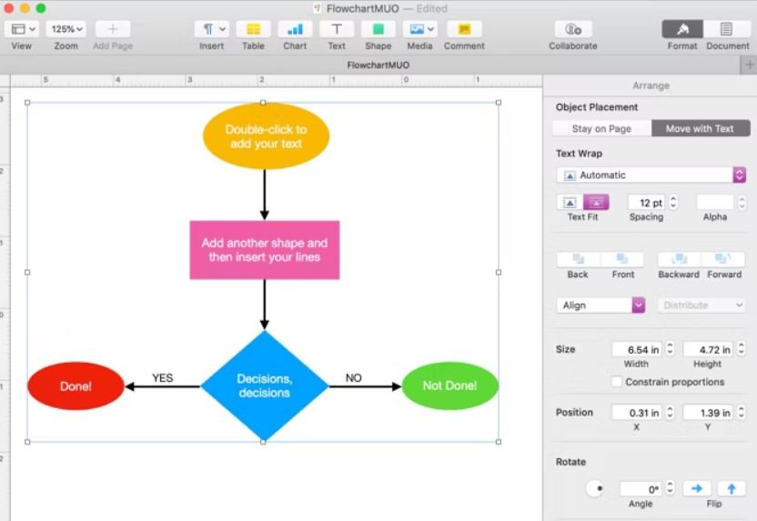 group all the flowchart objects in pages