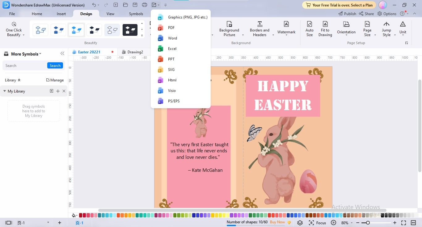 edrawmax choosing export format easter printable