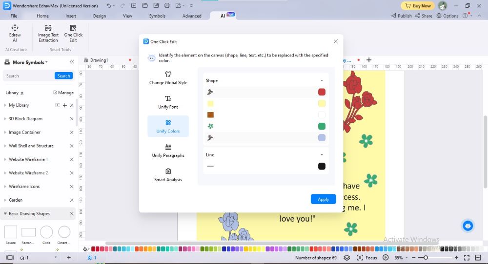 unificación de colores de la tarjeta con la IA de Edraw