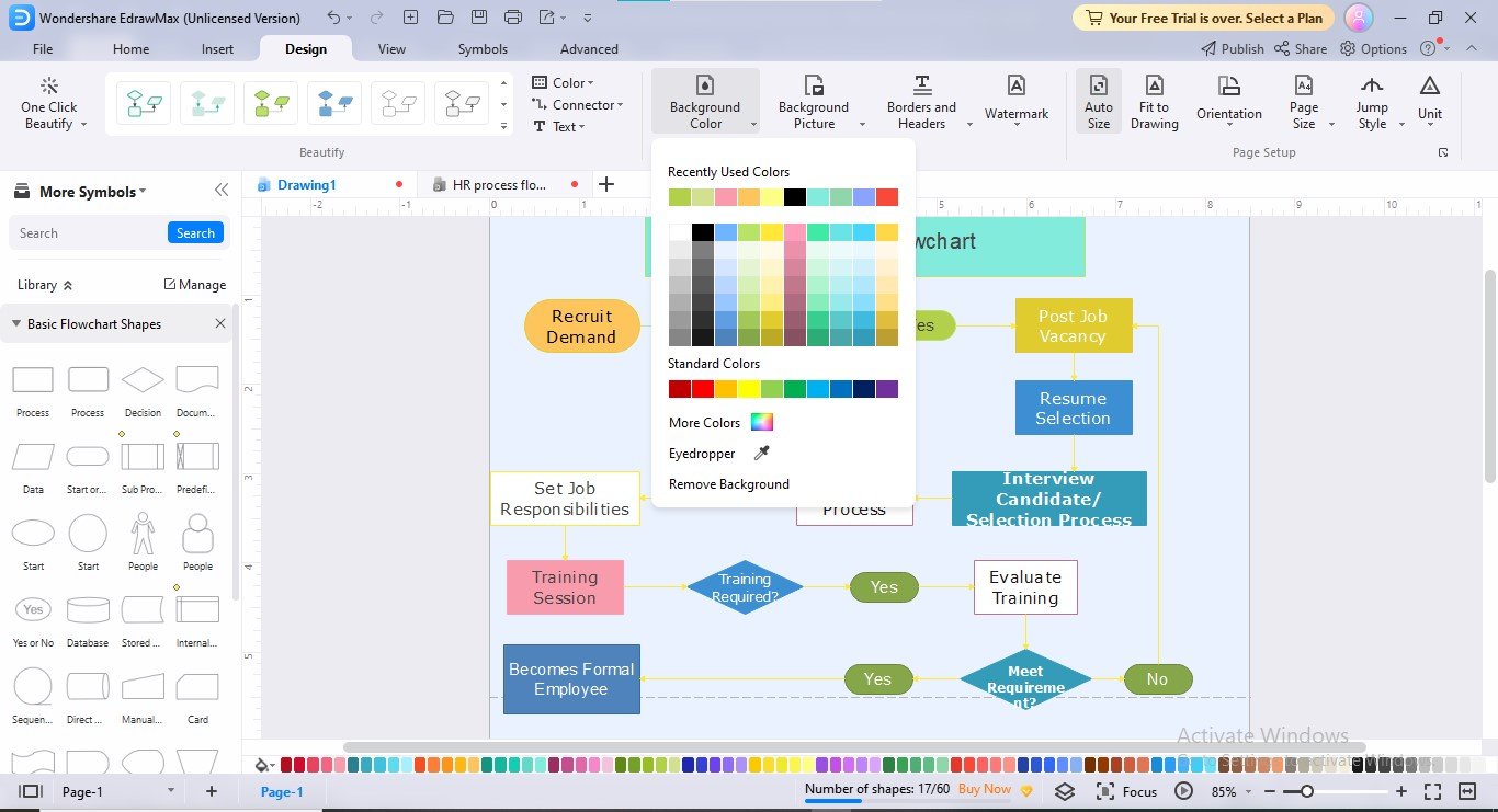 personnaliser la couleur de fond de l'organigramme edrawmax