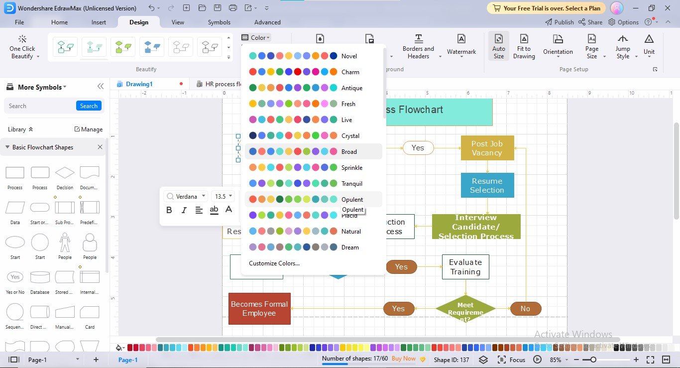 edrawmax one click shapes color schemes