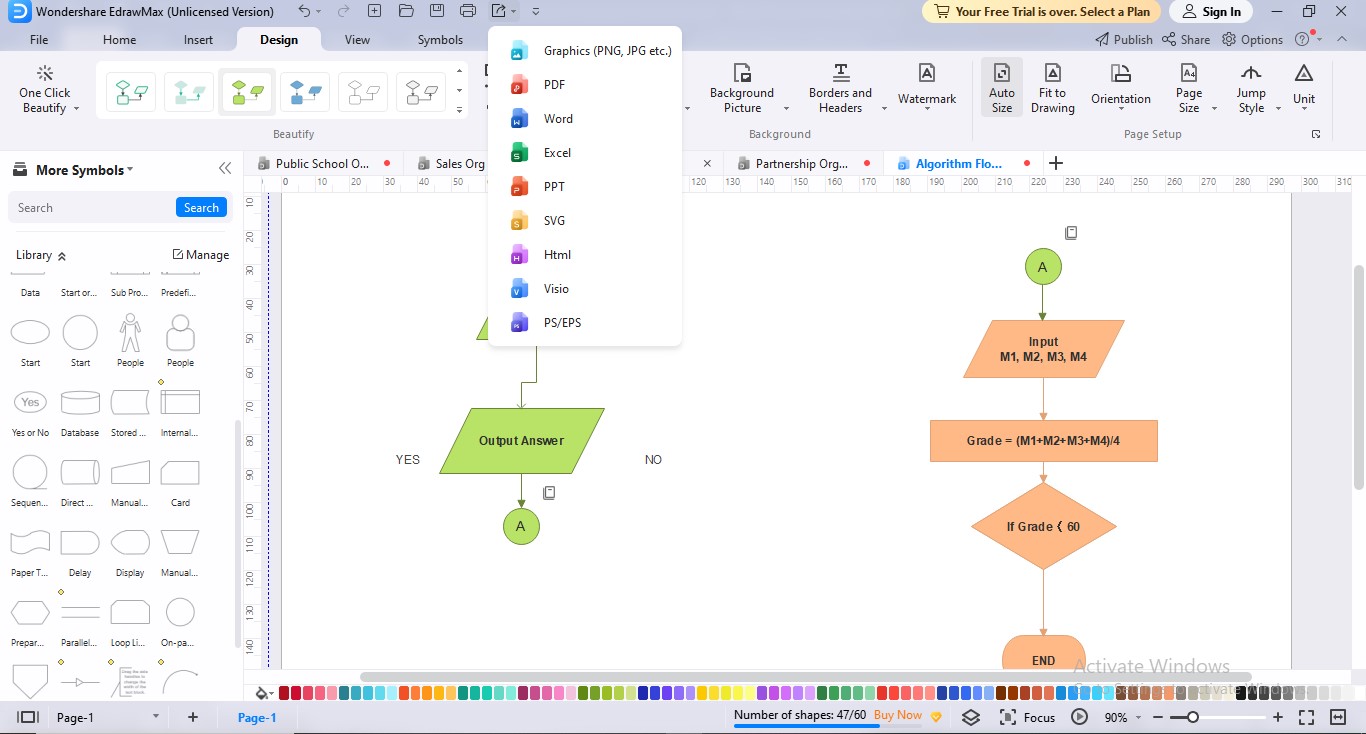 Exportation d'organigramme edrawmax