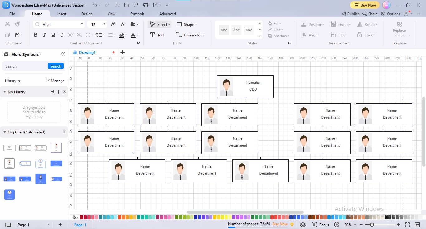 edrawmax symboles de l'organigramme des ressources humaines