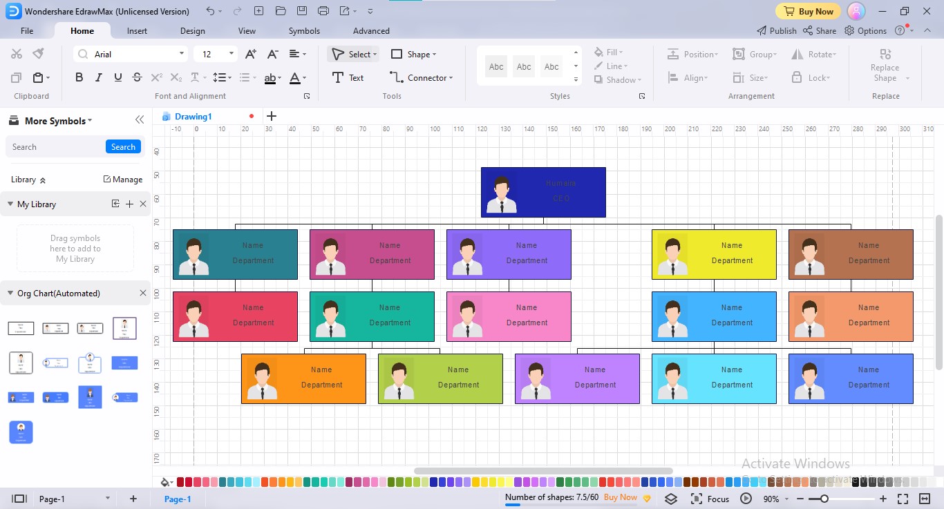 personnalisation de l'organigramme RH edrawmax