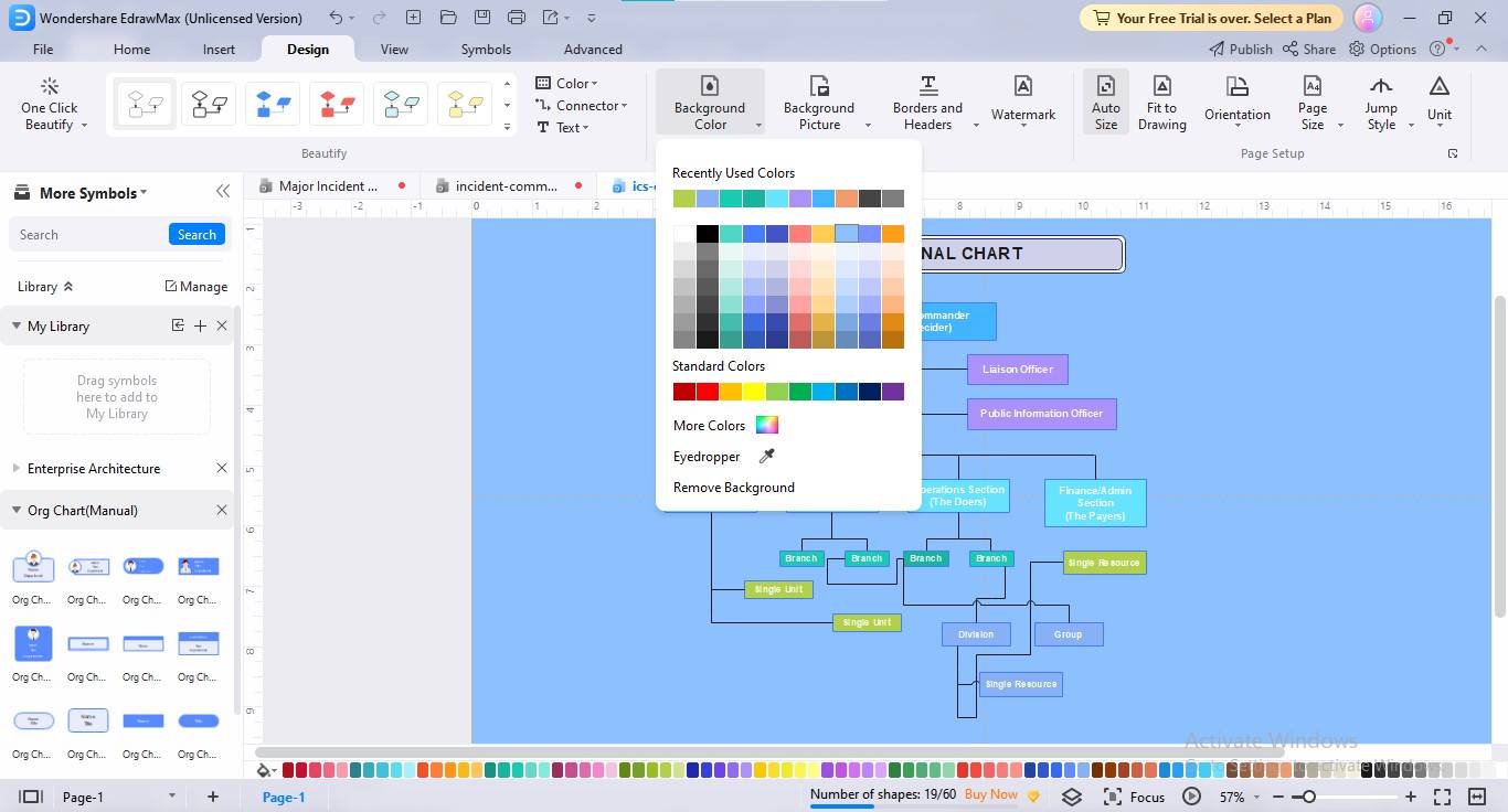 personnalisation de l'organigramme d'edrawmax sci