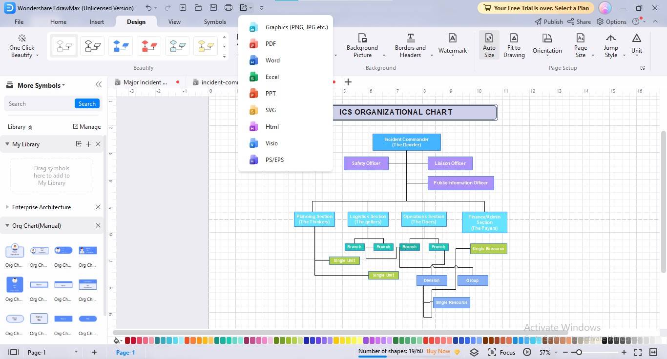 organigramme d'edrawmax sci exportateur