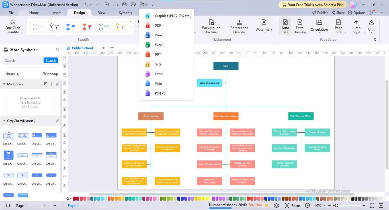 exporting edrawmax org chart