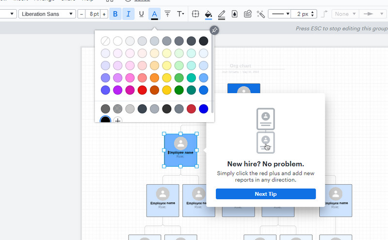 customizing an organizational chart in lucidchart