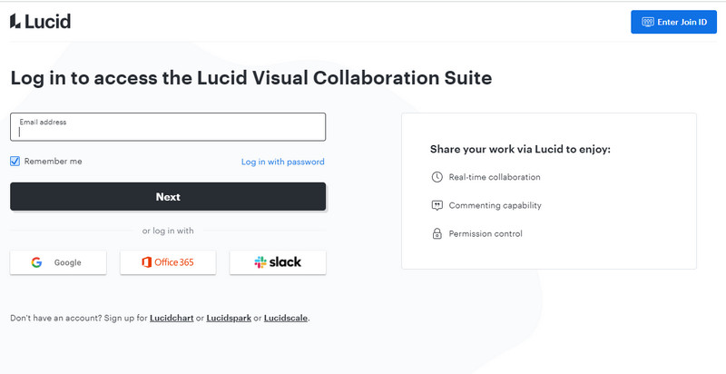 se connecter au compte lucidchart