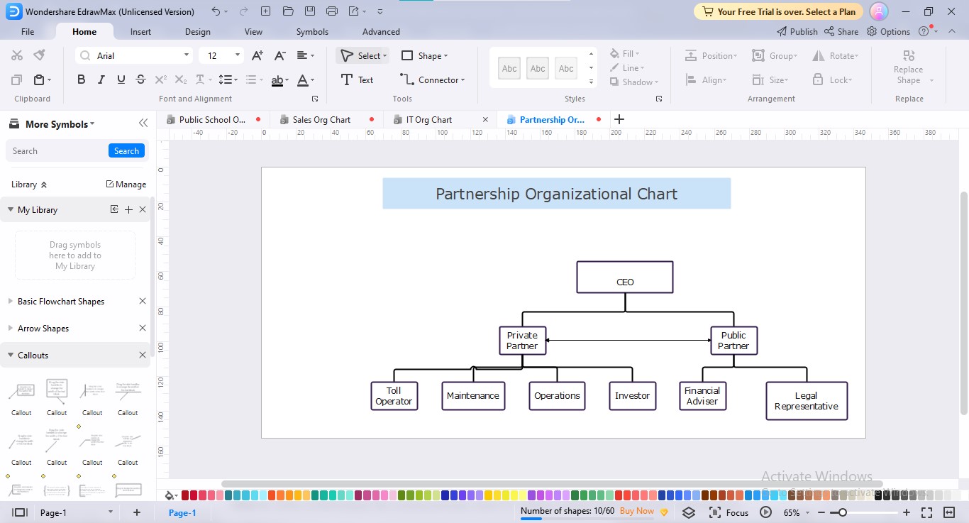 edrawmax adding information to org chart