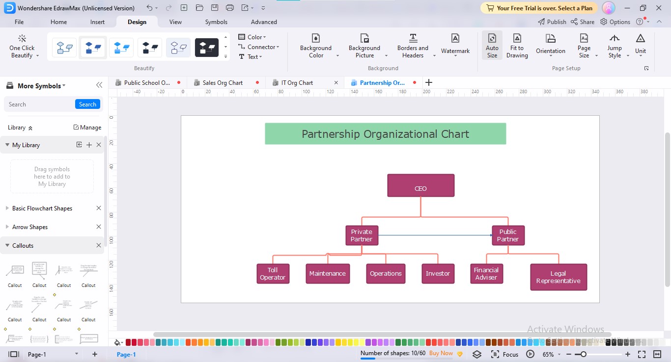 personnalisation de l'organigramme edrawmax