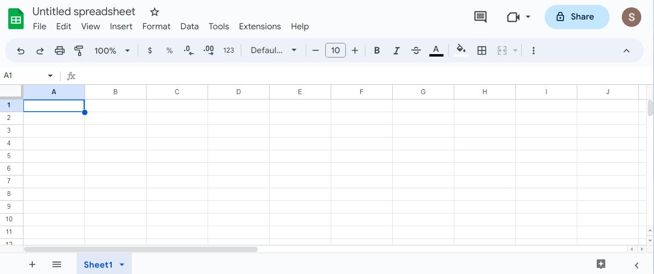 new blank google spreadsheet