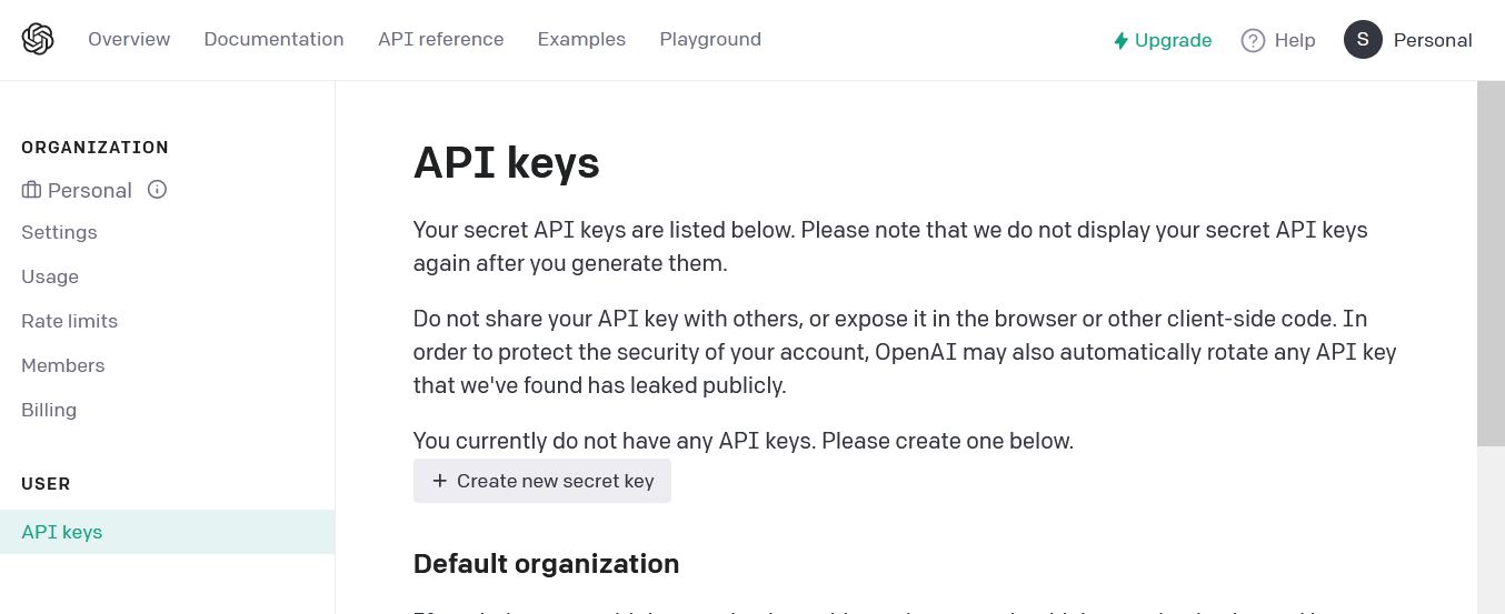 openai api secret key