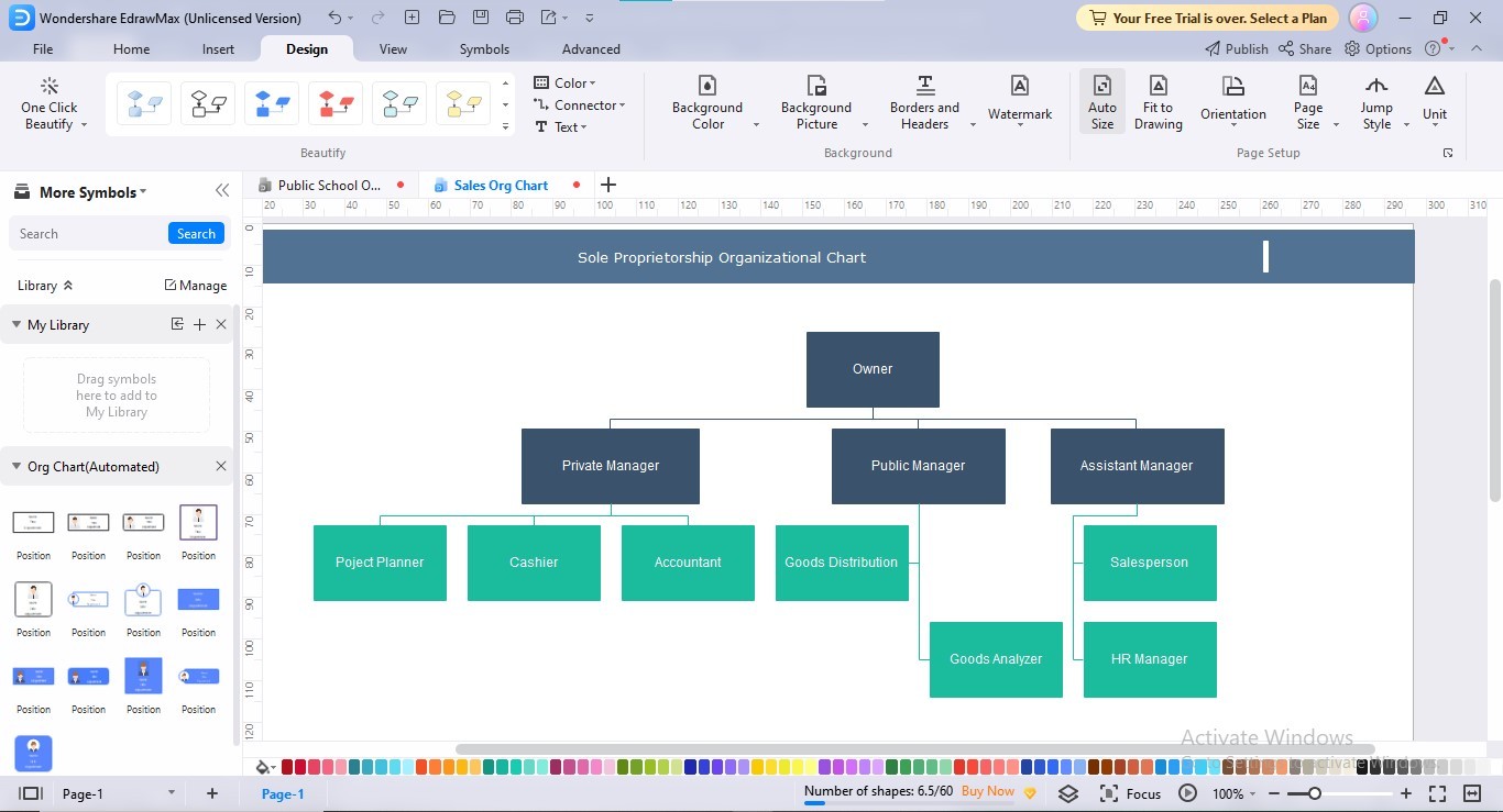 info additionnelle organigramme edrawmax