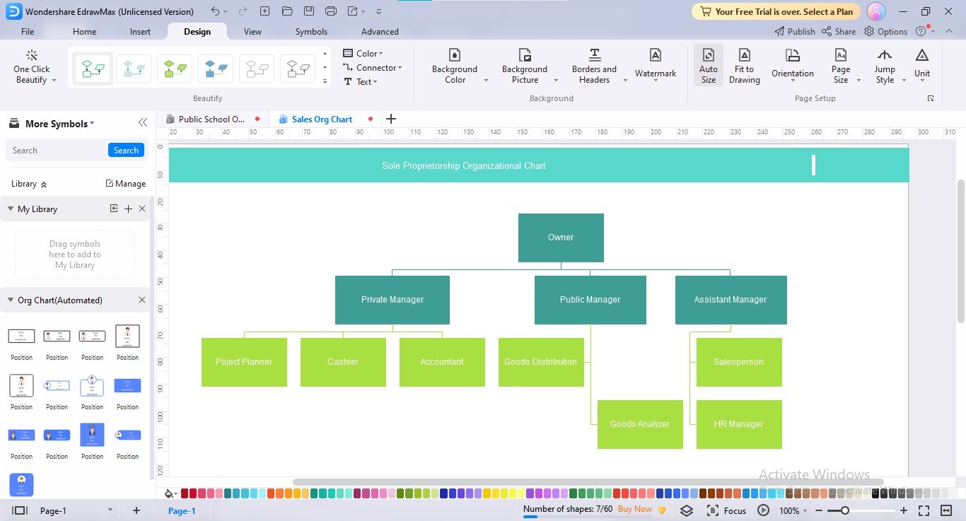 personnaliser l'organigramme d'edrawmax