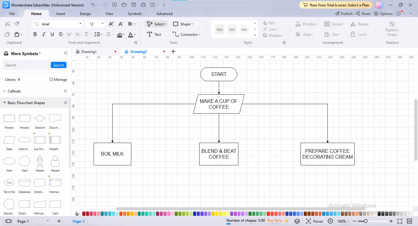 edrawmax organigramme du traitement parallèle ajout d'informations