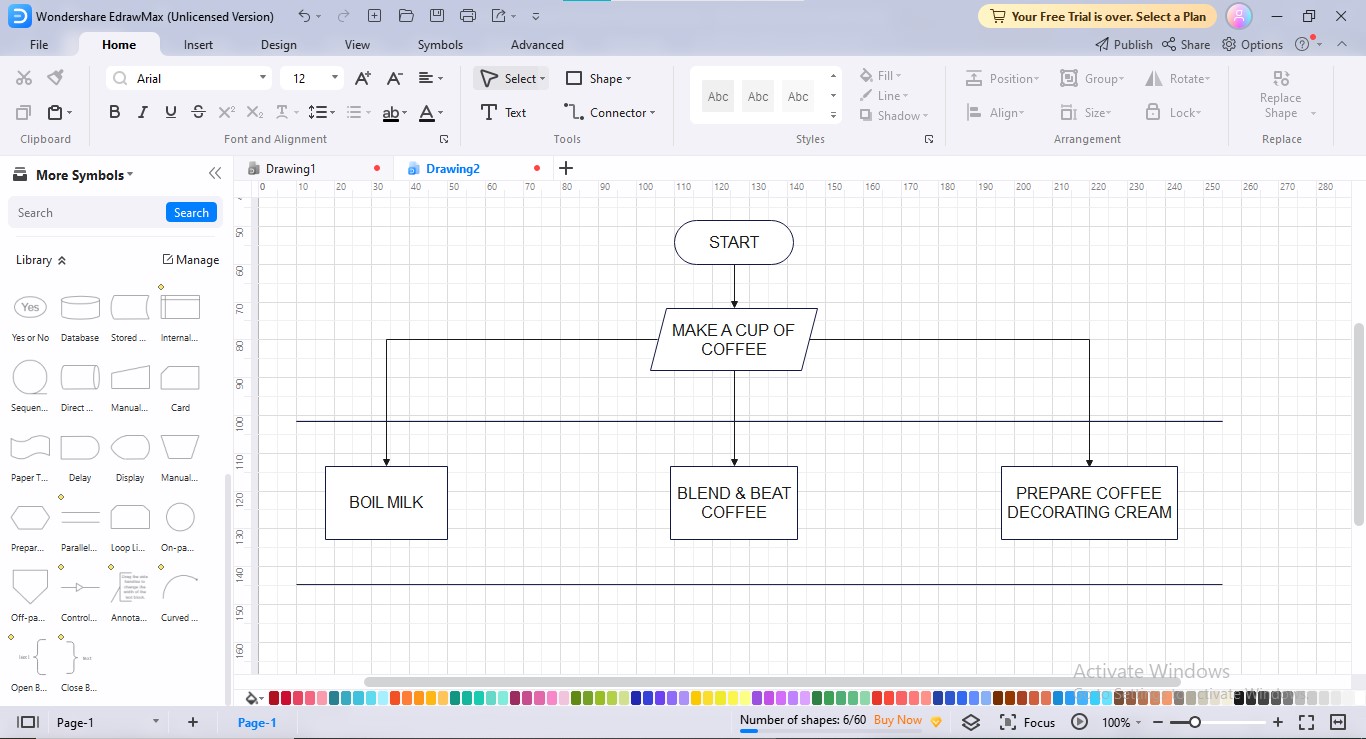 insertion d'un symbole de mode parallèle edrawmax organigramme